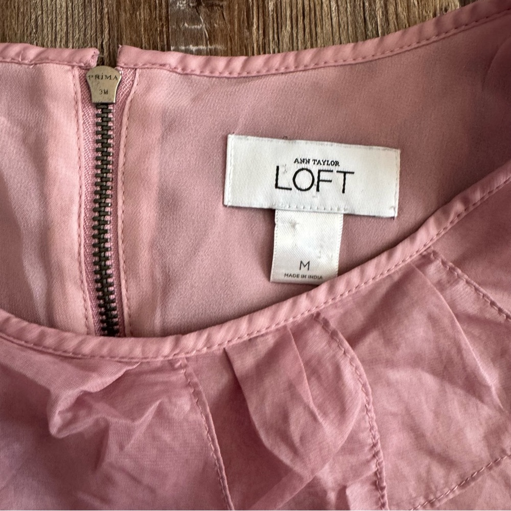 LOFT Blush Ruffle Front Blouse - Picture 3 of 5